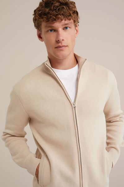 We Fashion Gebreid Vest Met Opstaande Kraag Beige