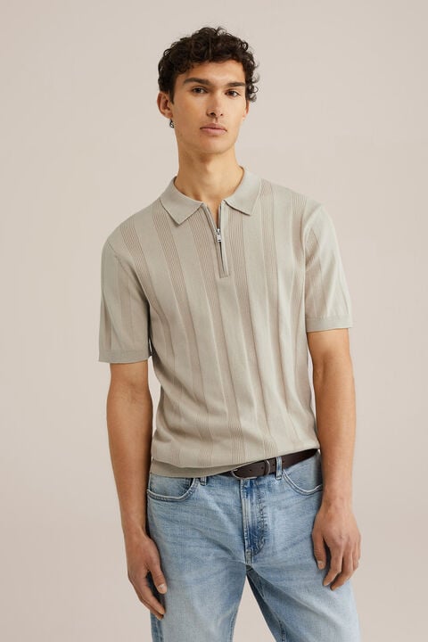 we fashion gebreide polo met rits Beige