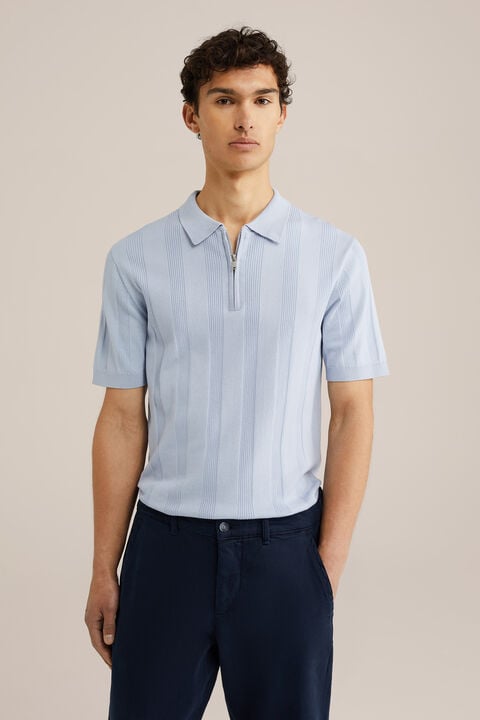 we fashion gebreide polo met rits Lichtblauw