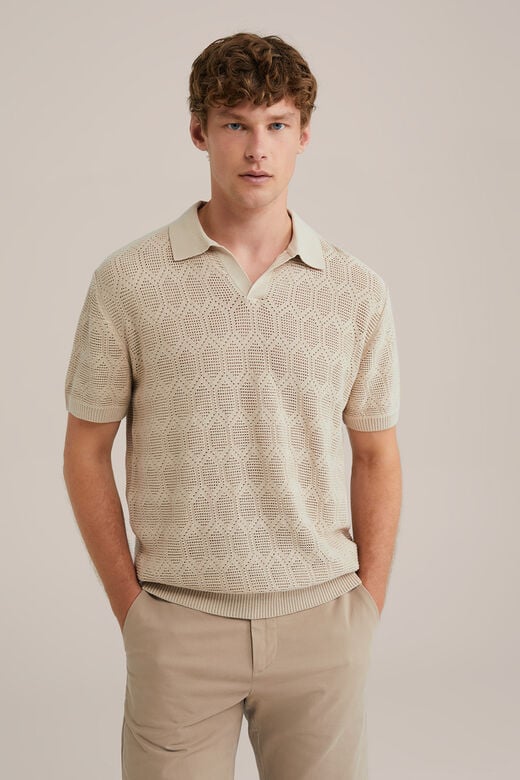 We Fashion Gehaakte Polo Beige