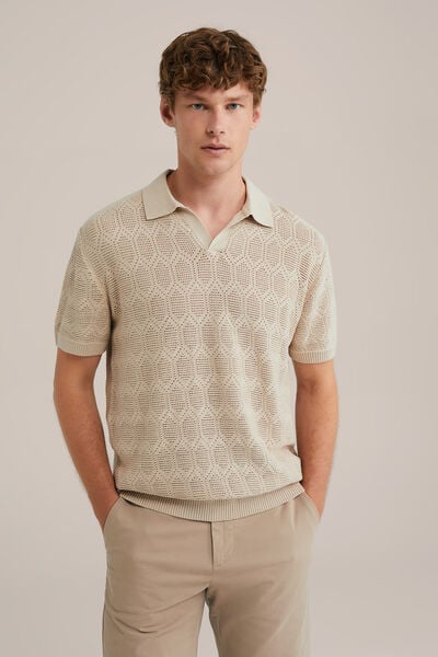 We Fashion Gehaakte Polo Beige
