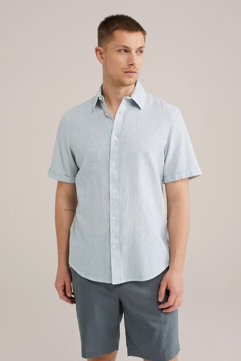 we fashion gestreept overhemd van linnenmix Blauw