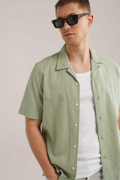 We Fashion Geweven Overhemd Met Structuur Groen