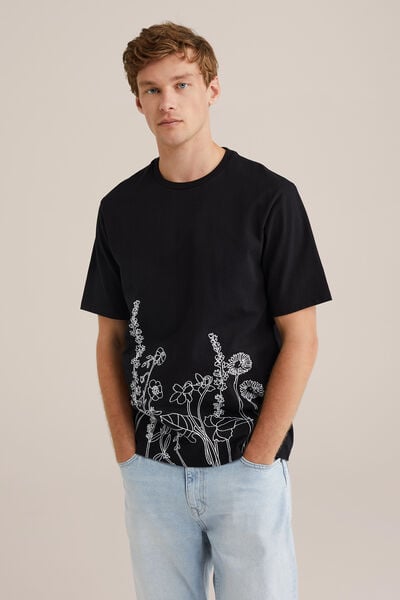 We Fashion Heavyweight Relaxed Fit T-shirt Zwart