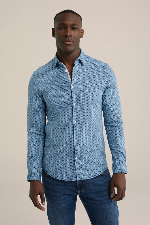 We Fashion Jersey Overhemd Met Dessin Blauw