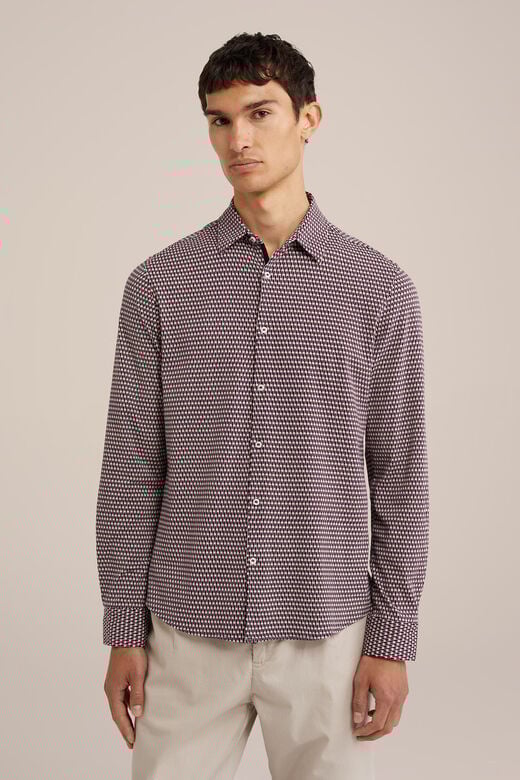 We Fashion Jersey Overhemd Met Dessin Donkerpaars