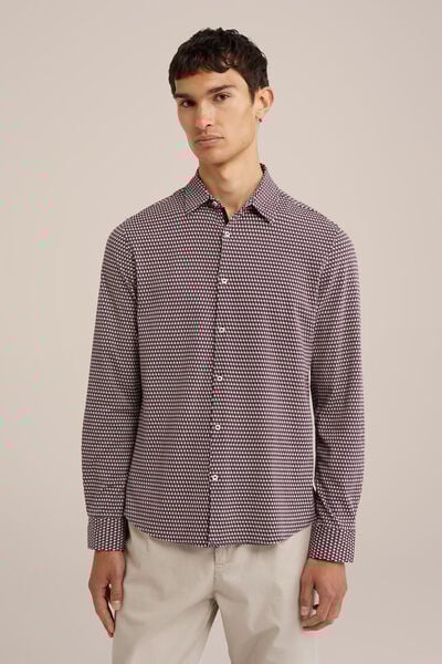 We Fashion Jersey Overhemd Met Dessin Donkerpaars