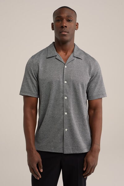 We Fashion Jersey Overhemd Met Dessin Zwart