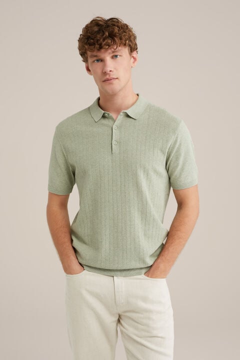 we fashion katoenen polo met structuur Lichtgroen