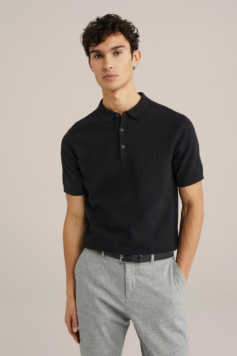 we fashion katoenen polo met structuur Zwart