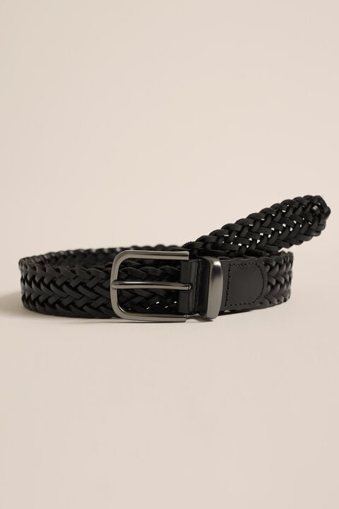 We Fashion Leren Riem Met Gevlochten Patroon Zwart