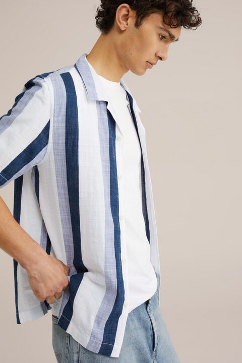 we fashion overhemd met dessin Donkerblauw