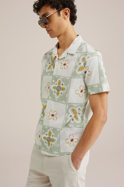 We Fashion Overhemd Met Dessin Lichtgroen