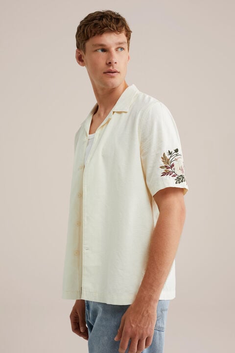 we fashion overhemd met embroideries Ecru