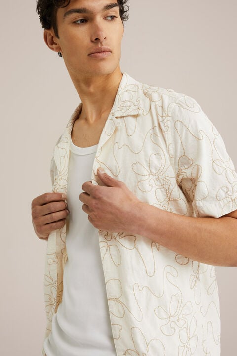 we fashion overhemd met embroideries Gebroken wit