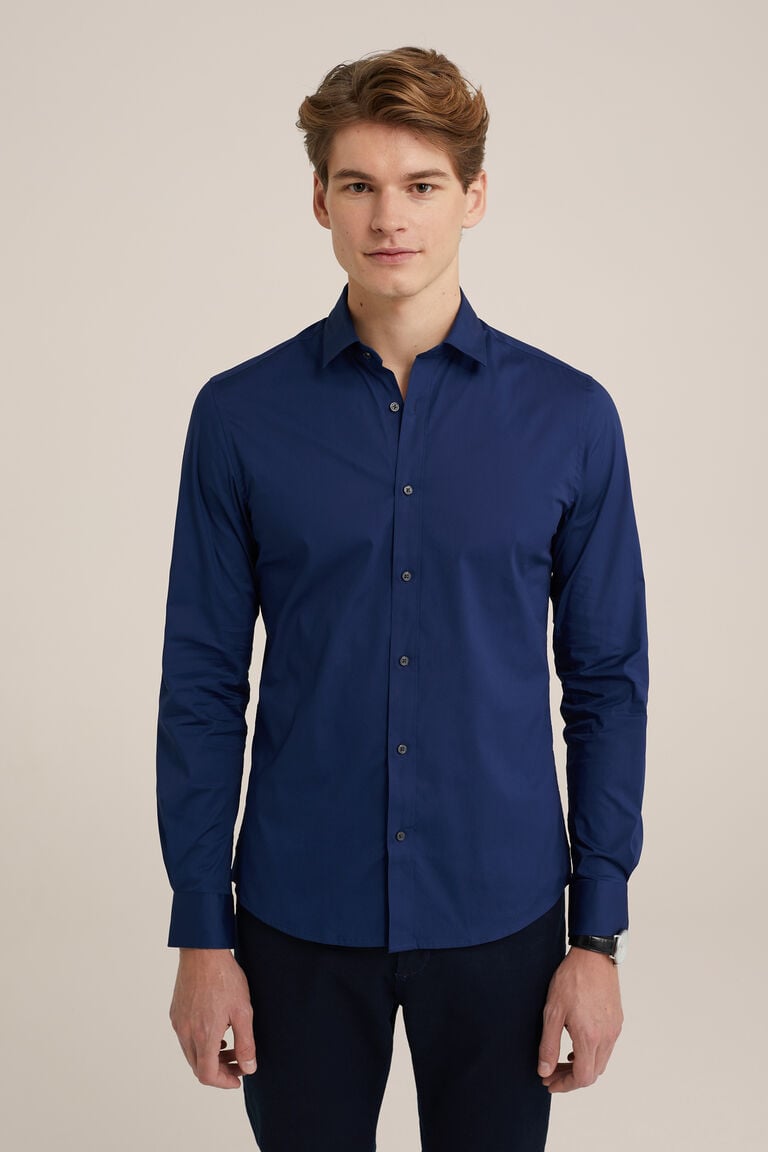 We Fashion Overhemd Met Stretch Marineblauw