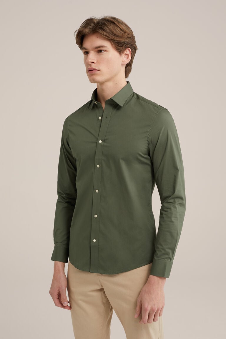We Fashion Overhemd Met Stretch Zeegroen