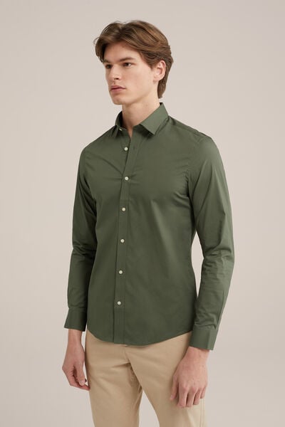 We Fashion Overhemd Met Stretch Zeegroen