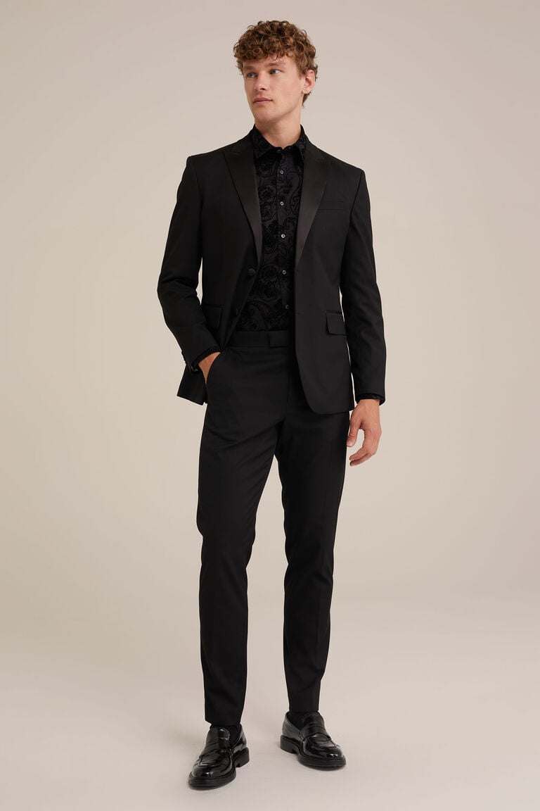 We Fashion Overhemd Met Velvet Dessin Zwart