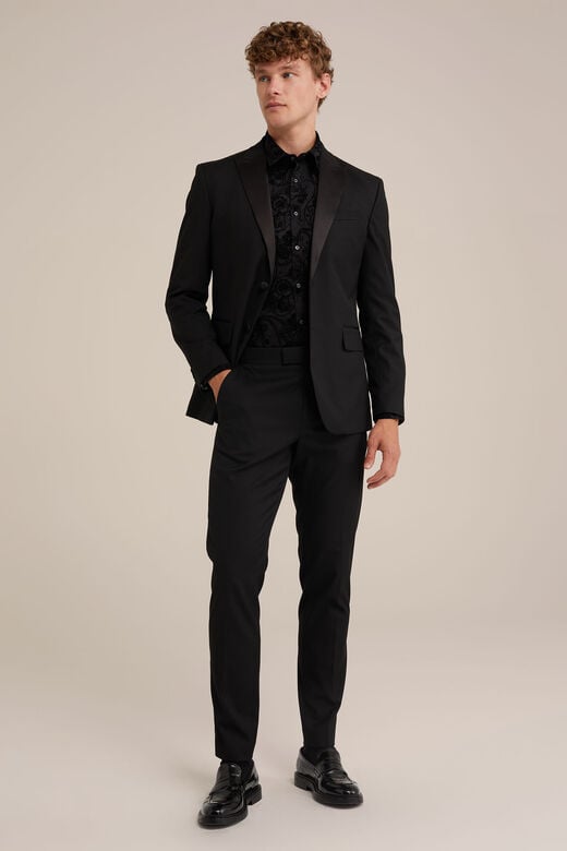 We Fashion Overhemd Met Velvet Dessin Zwart