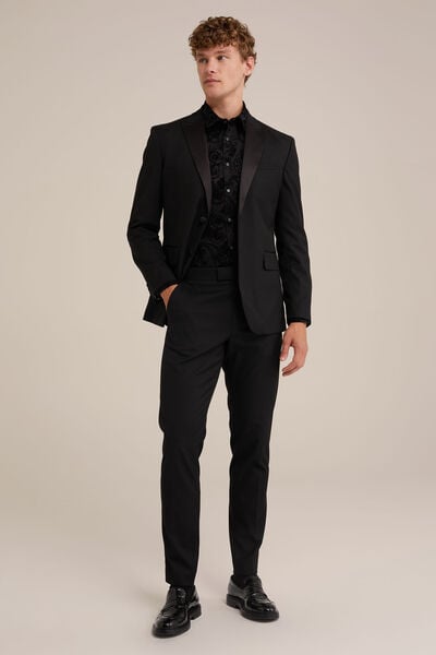 We Fashion Overhemd Met Velvet Dessin Zwart