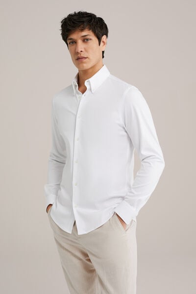 We Fashion Overhemd Van Katoen Met Stretch Wit