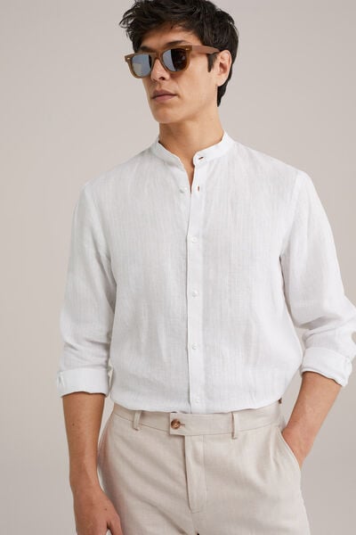 We Fashion Overhemd Van Linnen Wit
