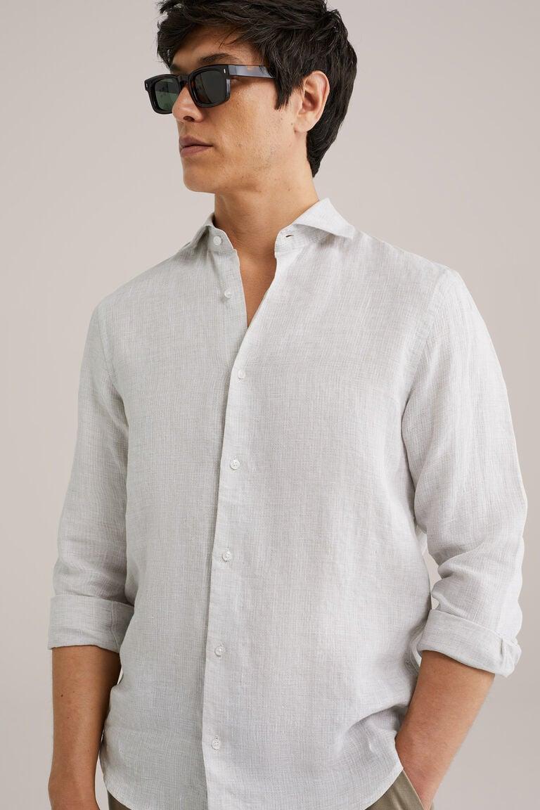 We Fashion Overhemd Van Linnenmix Beige