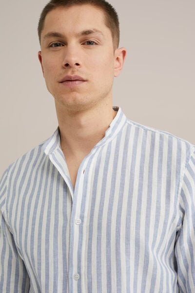 We Fashion Overhemd Van Linnenmix Blauw