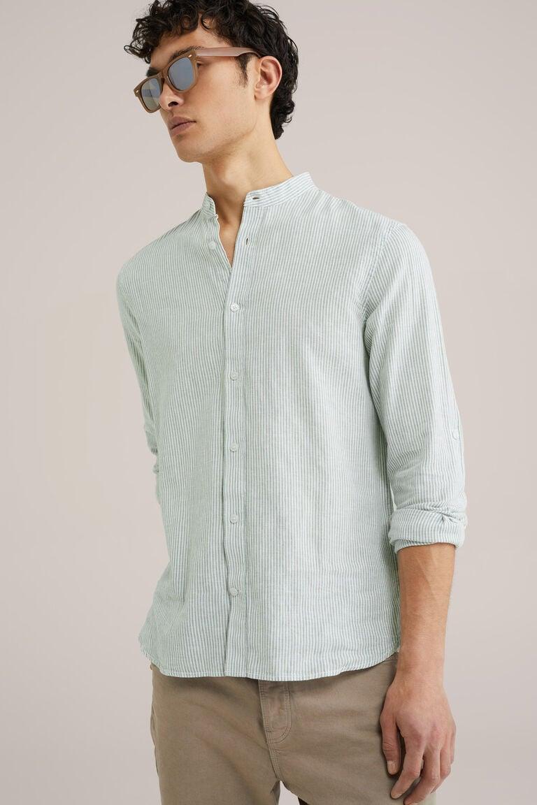 We Fashion Overhemd Van Linnenmix Groen