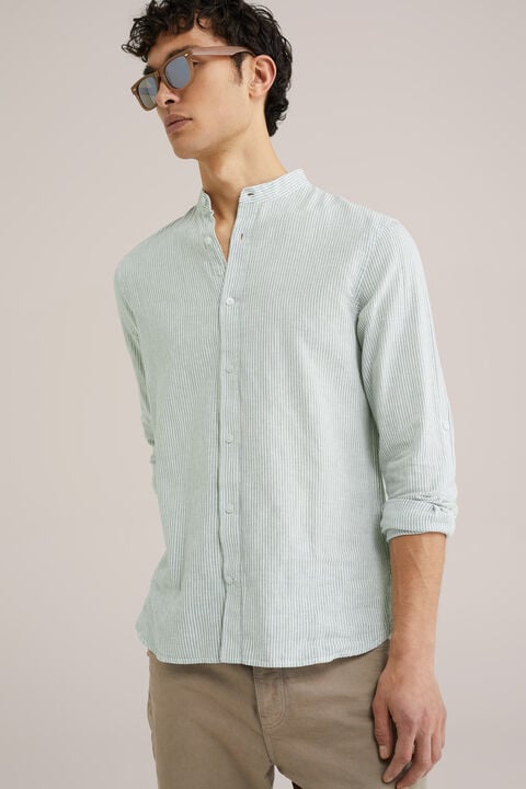 We Fashion Overhemd Van Linnenmix Groen