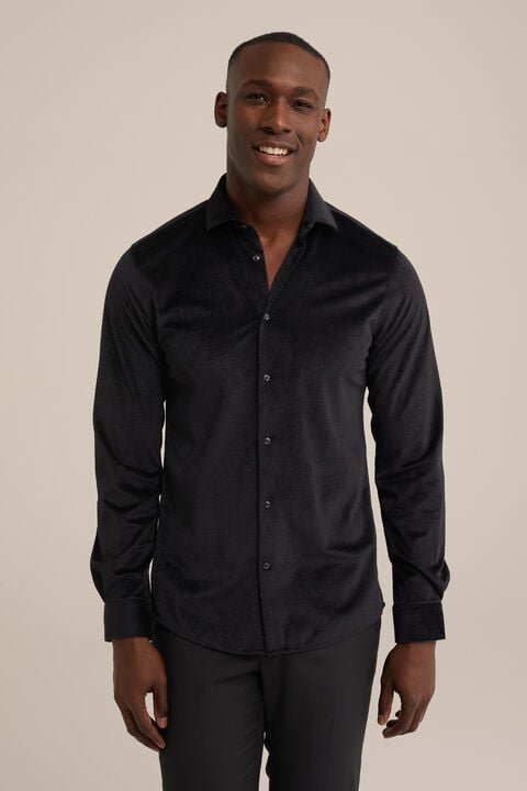 we fashion overhemd van velvet met structuur Zwart