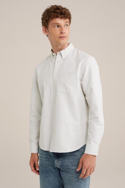 We Fashion Oxford Gestreept Overhemd Lichtgroen