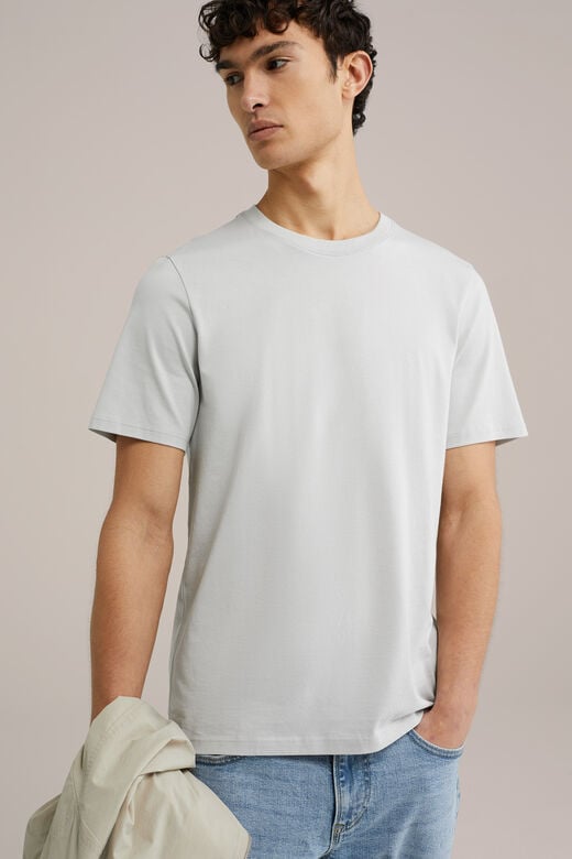 We Fashion Pima Katoenen T-shirt Lichtgrijs