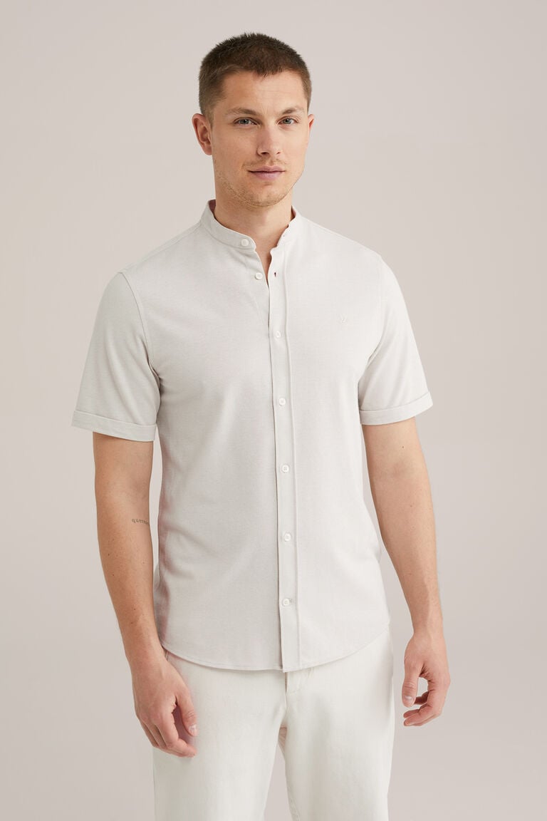 We Fashion Piqué Jersey Overhemd Met Stretch Beige