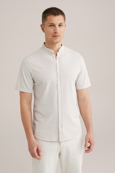 We Fashion Piqué Jersey Overhemd Met Stretch Beige
