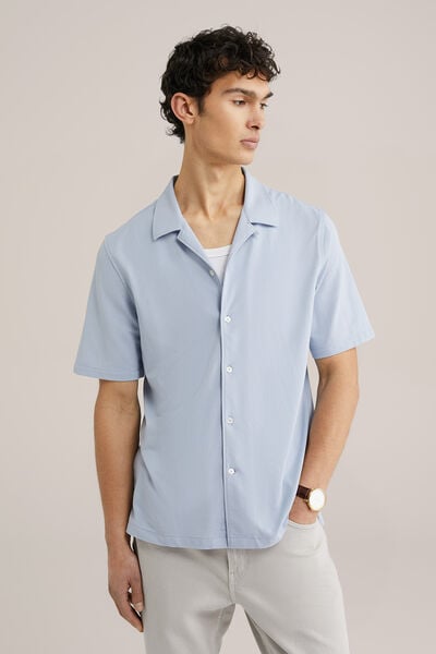 We Fashion Piquejersey Overhemd Lichtblauw