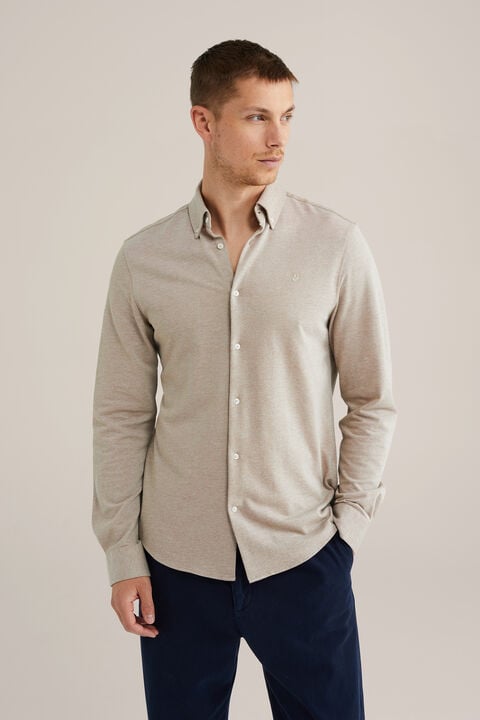 we fashion piquéjersey overhemd met stretch Beige