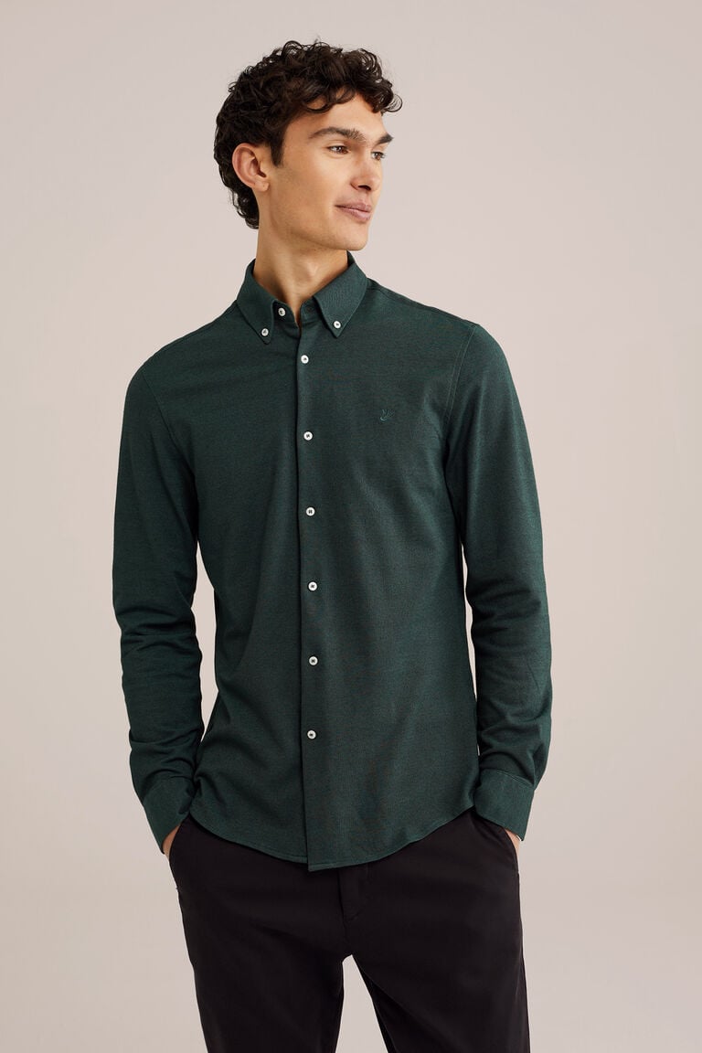 We Fashion Piquéjersey Overhemd Met Stretch Groen