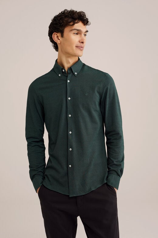We Fashion Piquéjersey Overhemd Met Stretch Groen