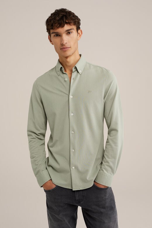 We Fashion Piquéjersey Overhemd Met Stretch Khaki