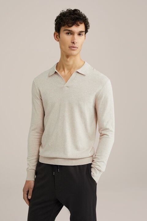 We Fashion Polo Fijngebreid Beige