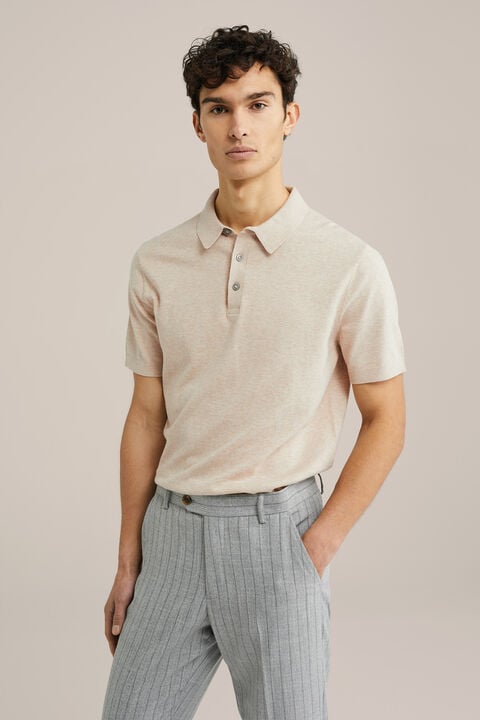 we fashion polo fijngebreid Beige