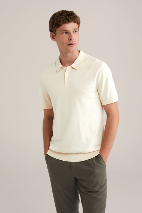 we fashion polo fijngebreid Beige