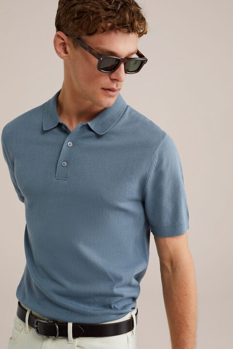 we fashion polo fijngebreid Grijsblauw