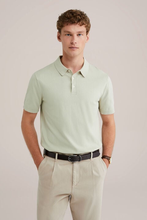 we fashion polo fijngebreid Pastelgroen
