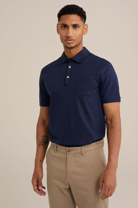 we fashion polo gemêleerd Donkerblauw