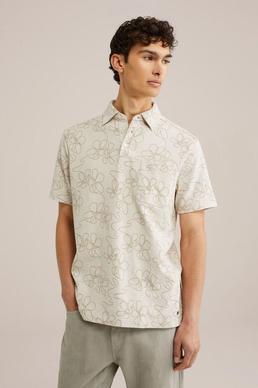 We Fashion Polo Met Dessin Beige
