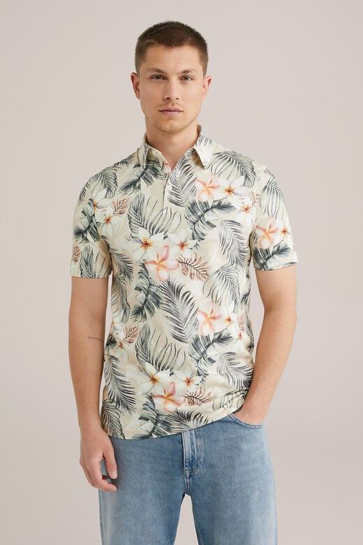 We Fashion Polo Met Dessin Beige