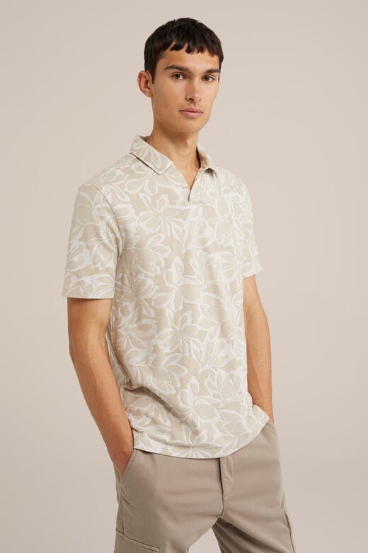 We Fashion Polo Met Dessin Beige